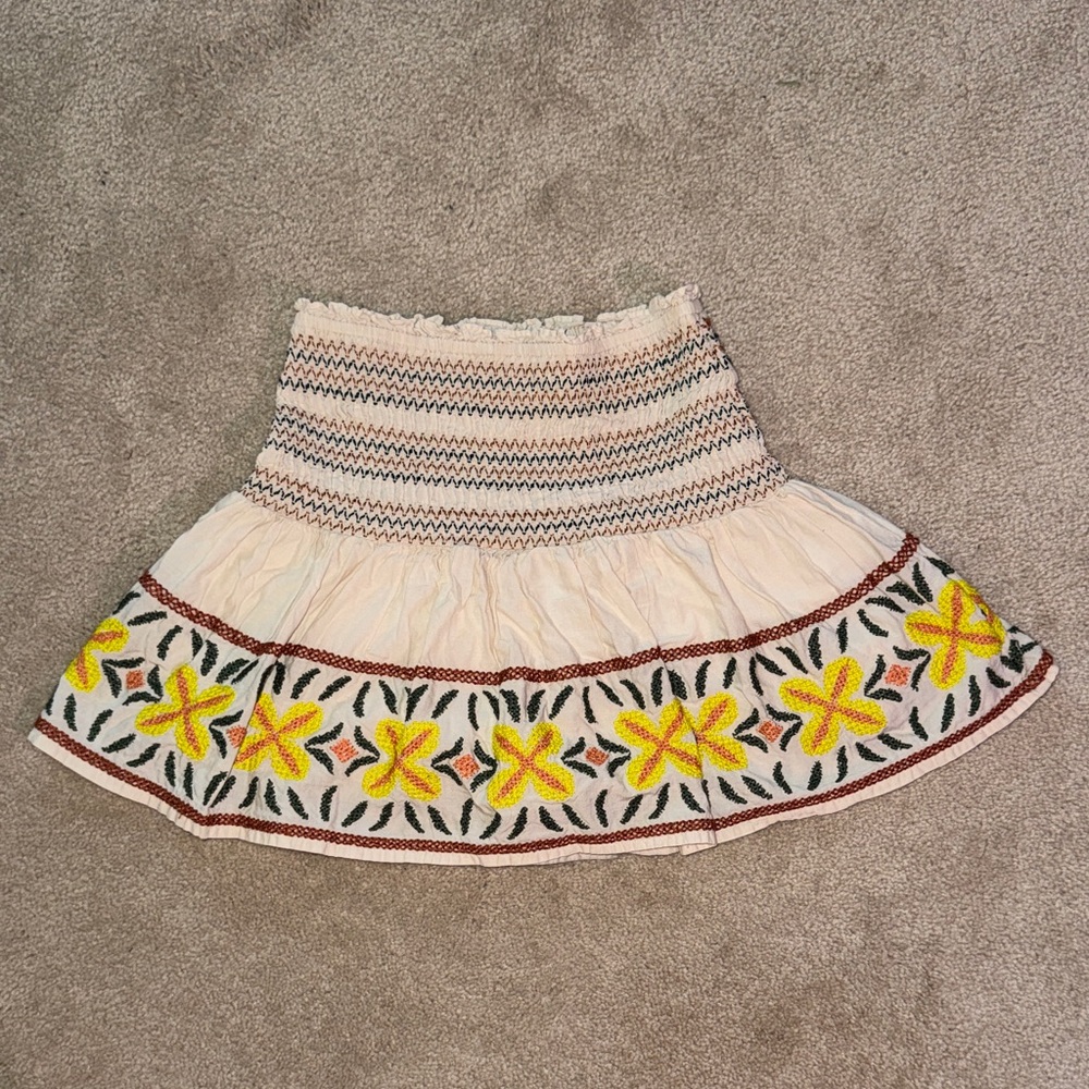 Zara Embroidered Cream Skirt